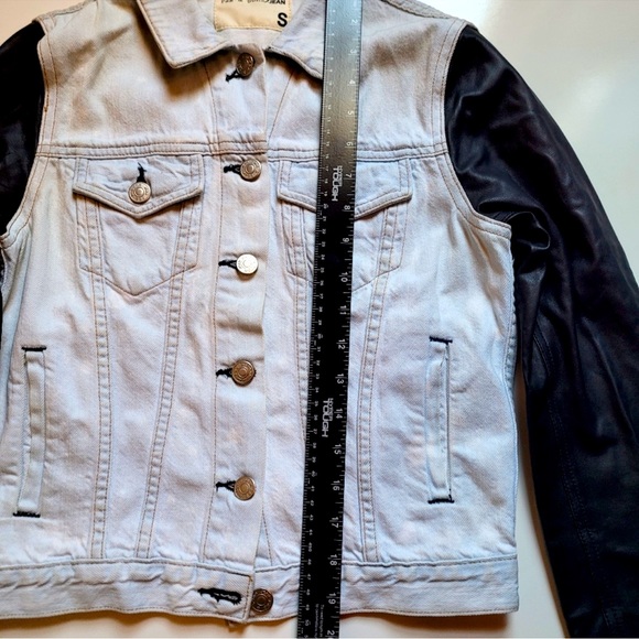 Rag & bone leather sleeve jean jacket women's small - Picture 3 of 9